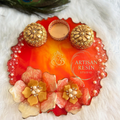 Rice Grain Floral Pooja Thali – 8 inch