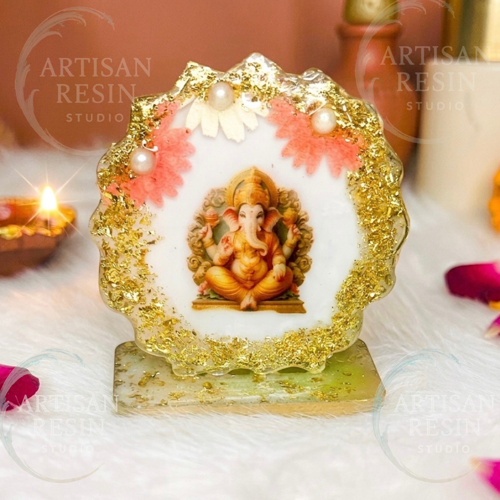 Ganesh Standee with Flowers- READY TO SHIP