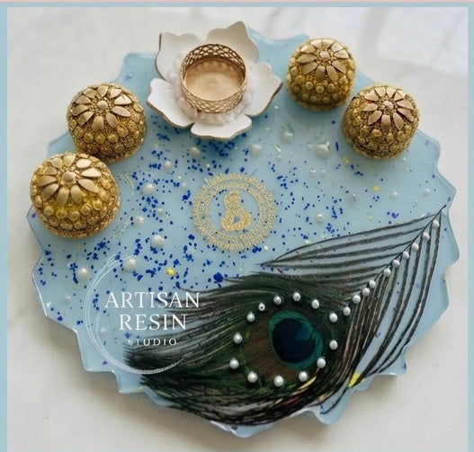 Morpankh Resin Pooja Thali - 10inch