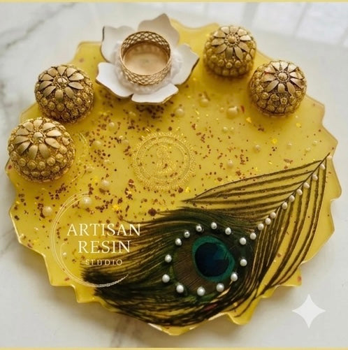 Morpankh Resin Pooja Thali - 10inch