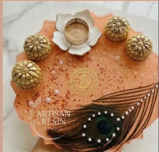 Morpankh Resin Pooja Thali - 10inch